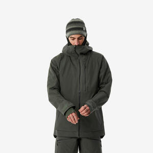 Chaqueta de esquí cálida y transpirable hombre, FR 500 verde oscuro
