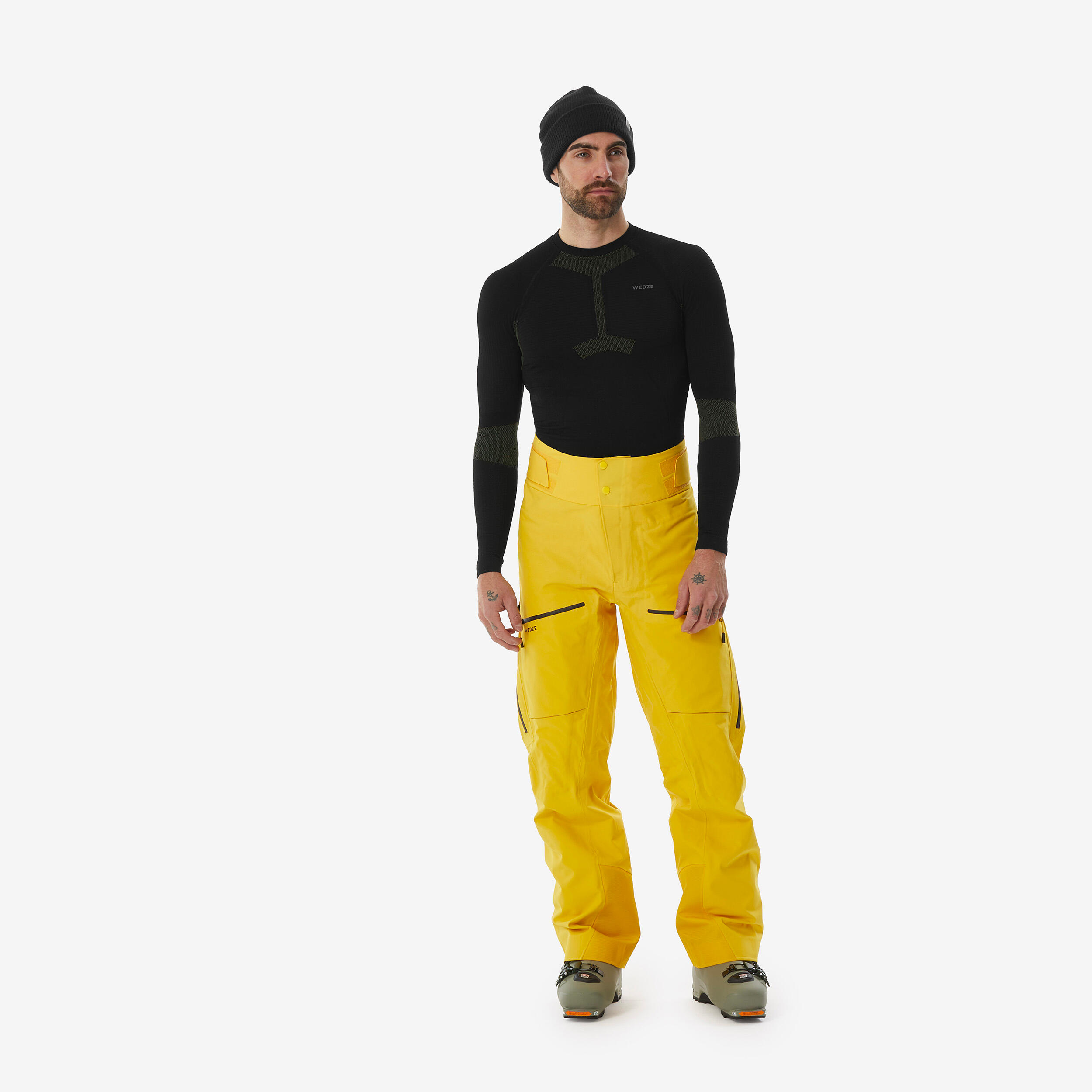 Men's Warm and Waterproof Ski Trousers FR500 Yellow WEDZE