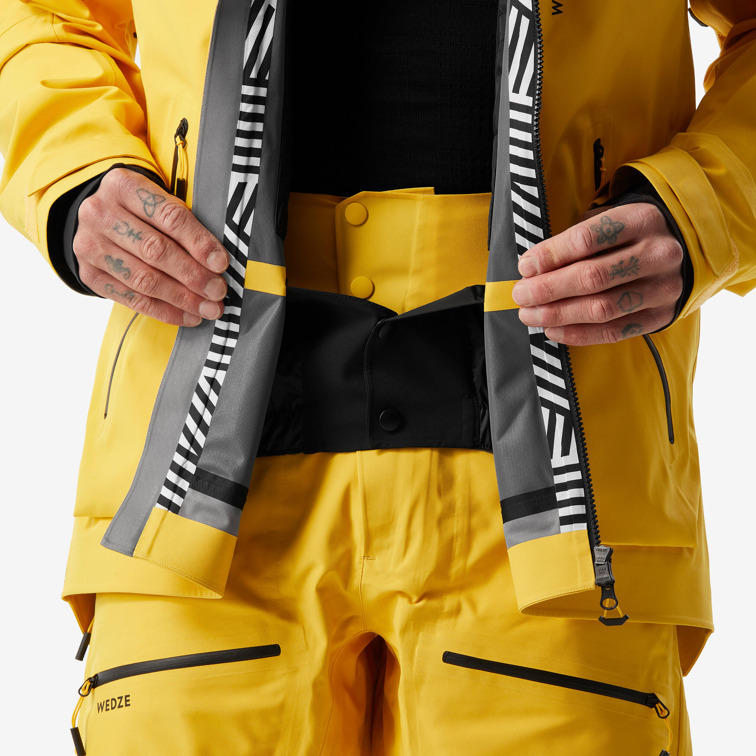 Men’s warm and breathable ski jacket FR500 - Yellow 6/8