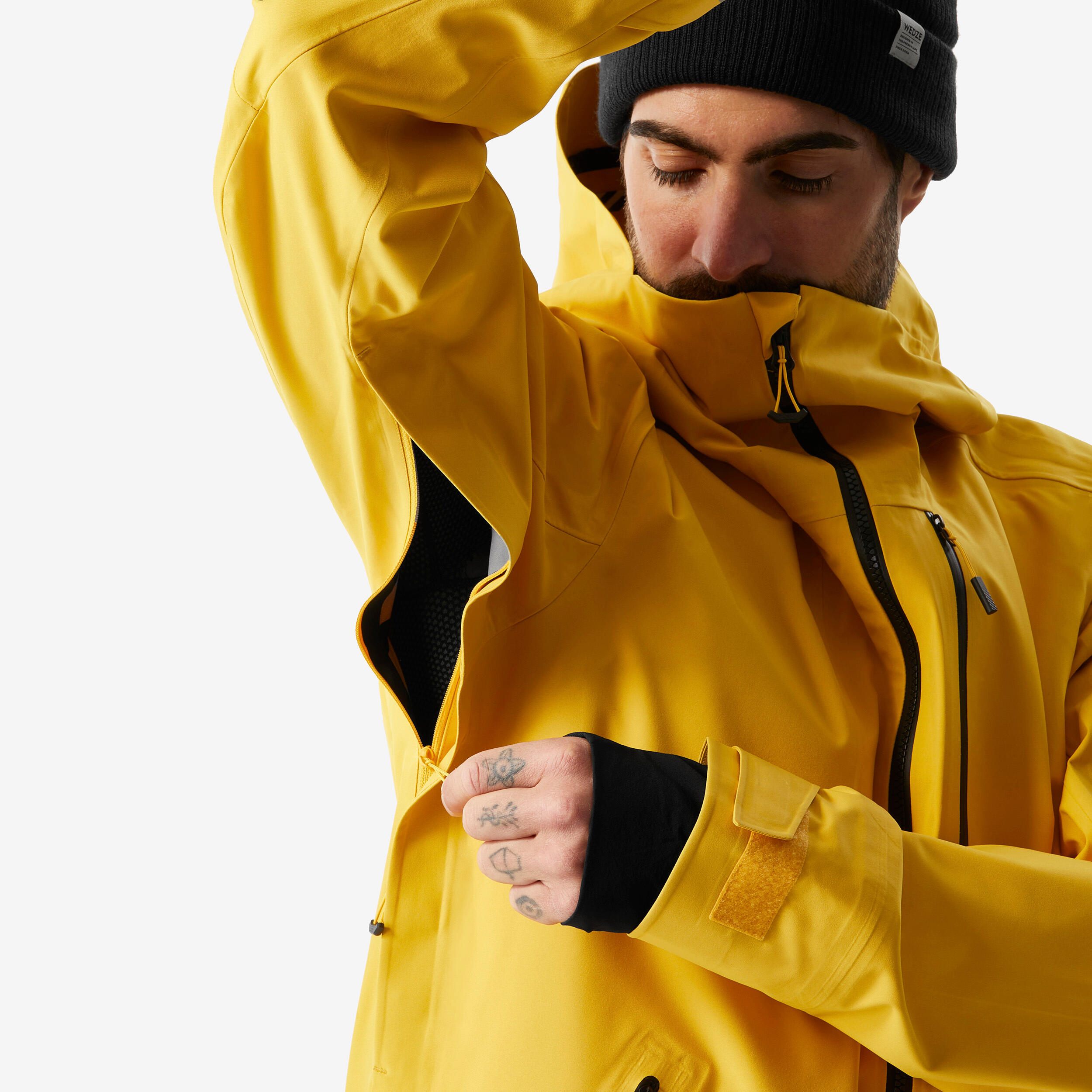 Men’s warm and breathable ski jacket FR500 - Yellow 5/8