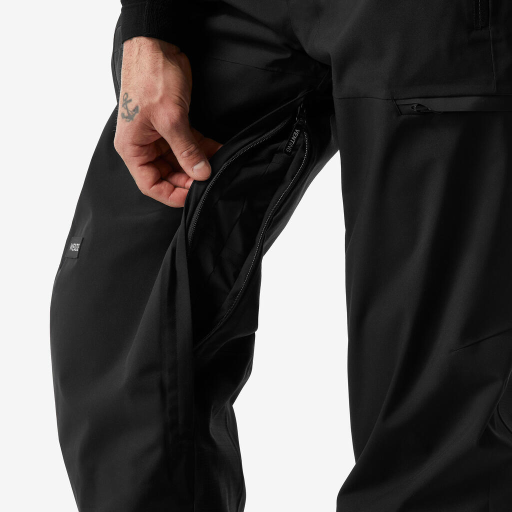 Crne muške vodootporne pantalone za snoubording 900