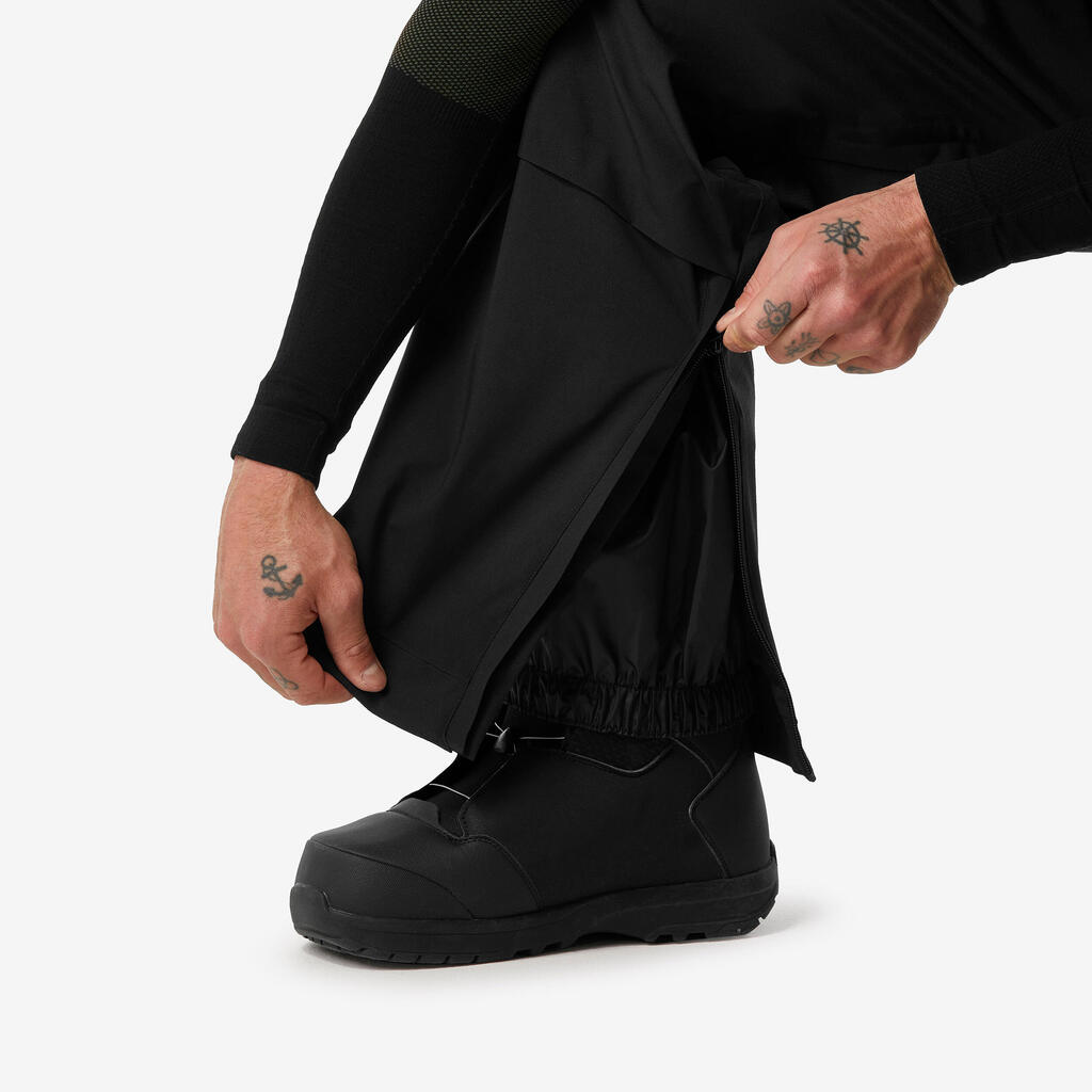 Crne muške vodootporne pantalone za snoubording 900