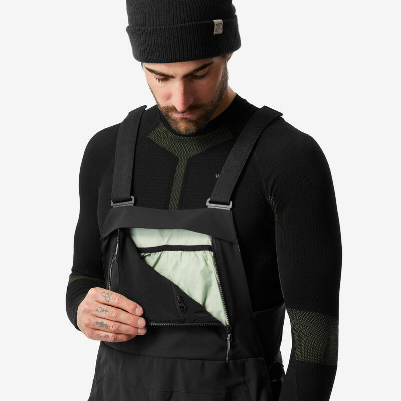 Salopette de snowboard imperméable et pratique homme, SNB BIB 900 noir