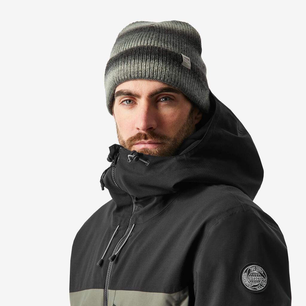 Men’s Warm and Durable Snowboard Jacket SNB 500 Ziprotect - Camel and Black