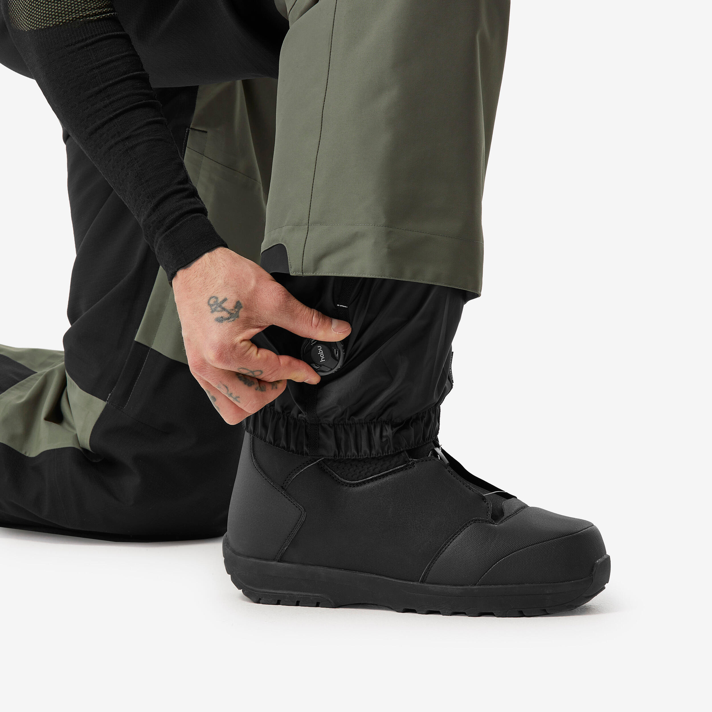 Snowboardbroek 500 heren warm waterdicht kaki 8/14