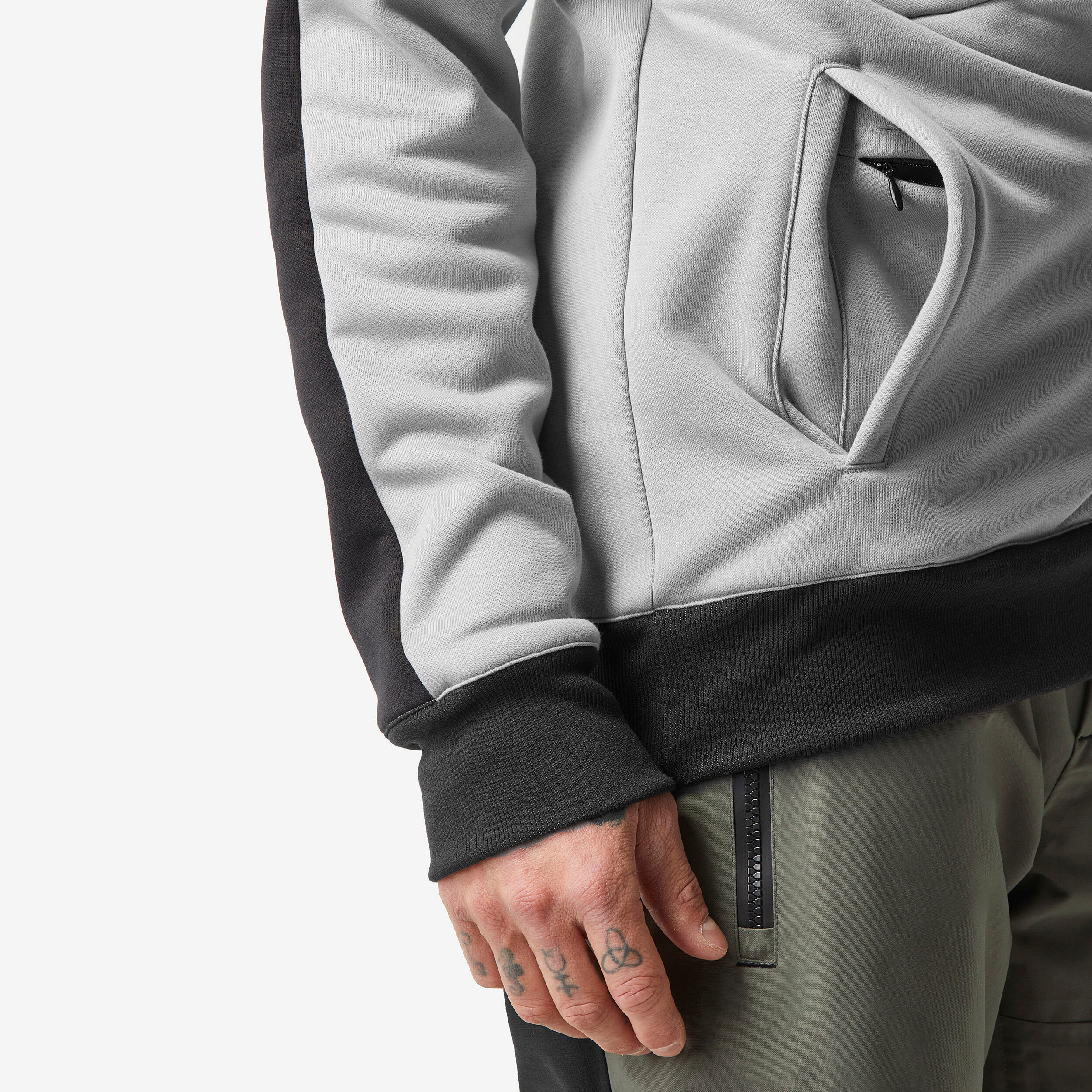 Sweat de snowboard à capuche 1/2 zip chaud et confort homme, 100 gris 6/9