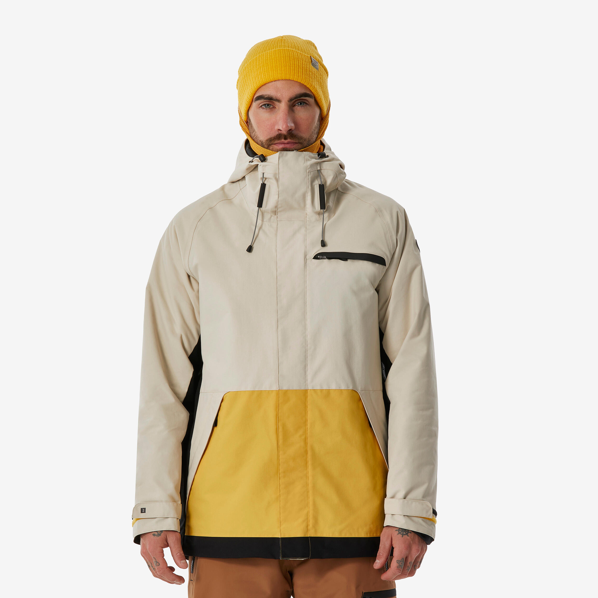 Geacă lungă călduroasă respirantă snowboard/schi SNB 100 Galben Bej Bărbaţi