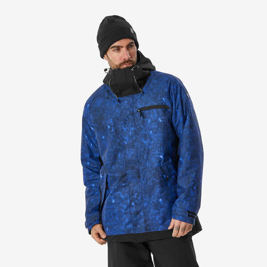 Veste de ski et snowboard longue et chaude homme, 500 graph bleu