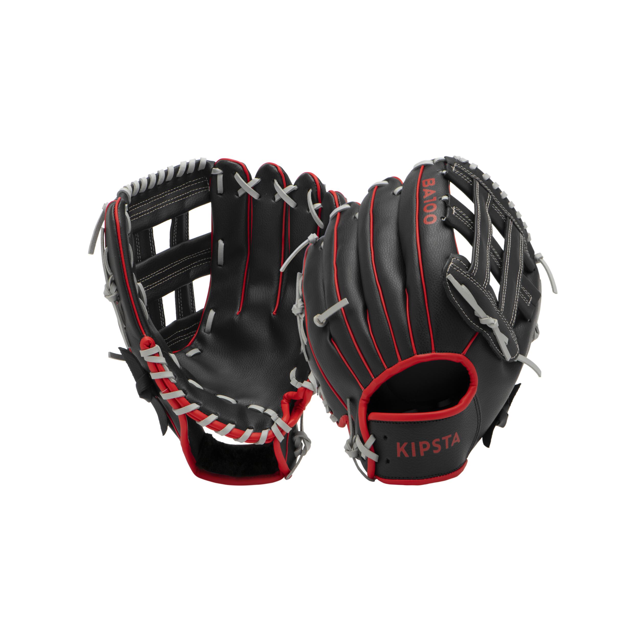 Guanto da baseball BA100 per lanciatori destri adulti - nero/rosso