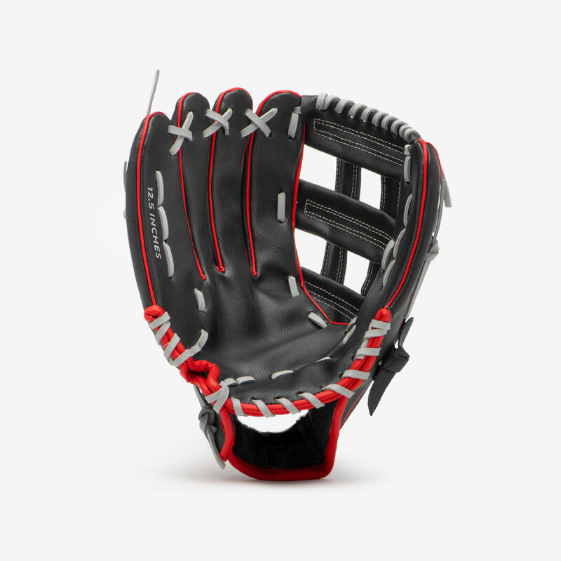 Damen/Herren Baseball Handschuh - BA100 LHT schwarz/rot 