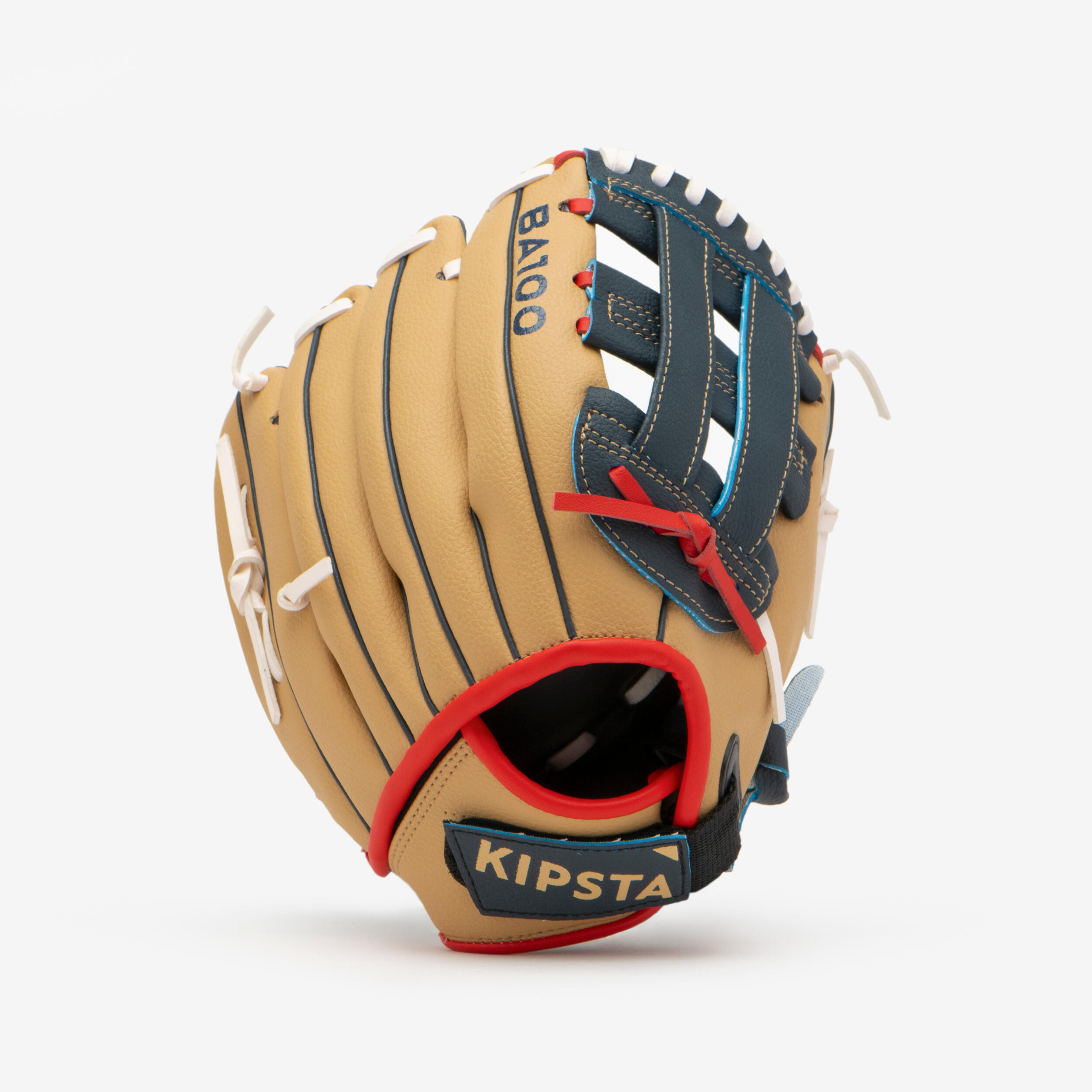 Baseball Glove Right-Hand Throw Kids - BA100 Blue Beige image