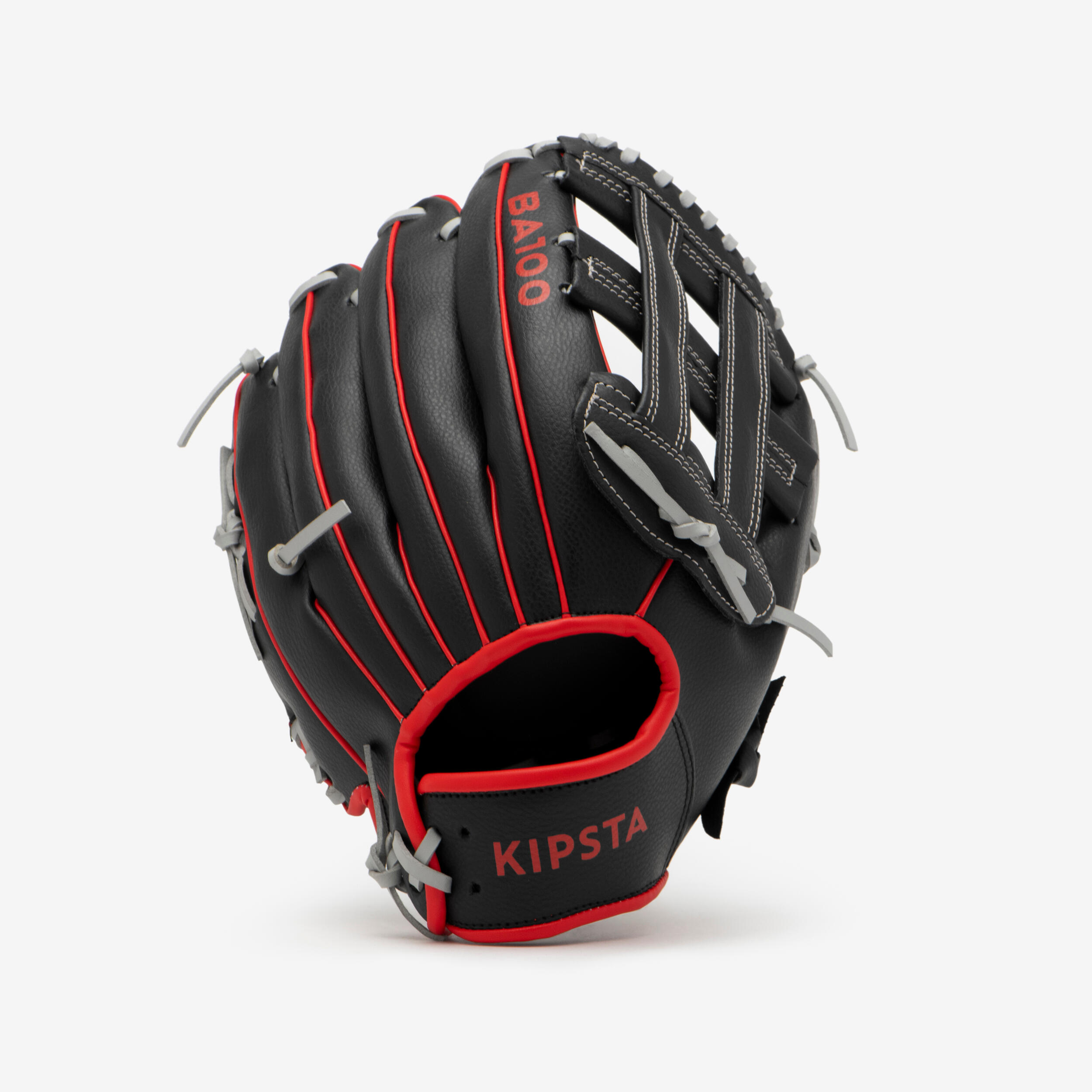 Guanto da baseball BA100 per lanciatori destri adulti - nero/rosso