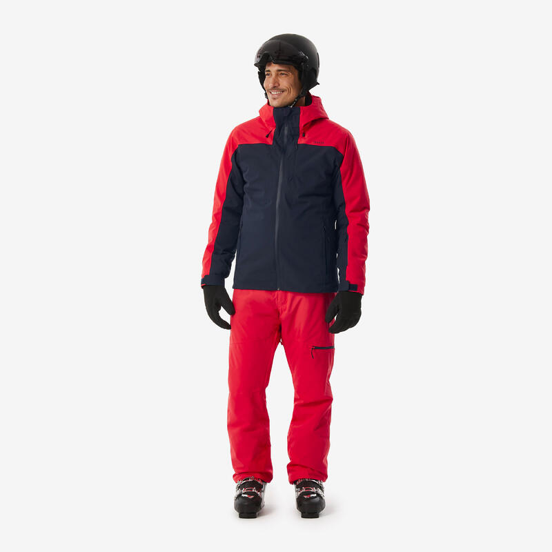 Veste de ski et snowboard chaude et imperméable homme, JKT 500 rouge et noir