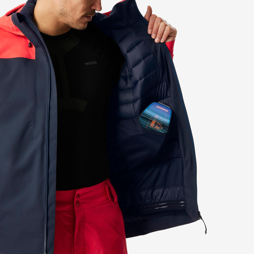 Men's warm and waterproof ski and snowboard jacket, JKT 500 blue
