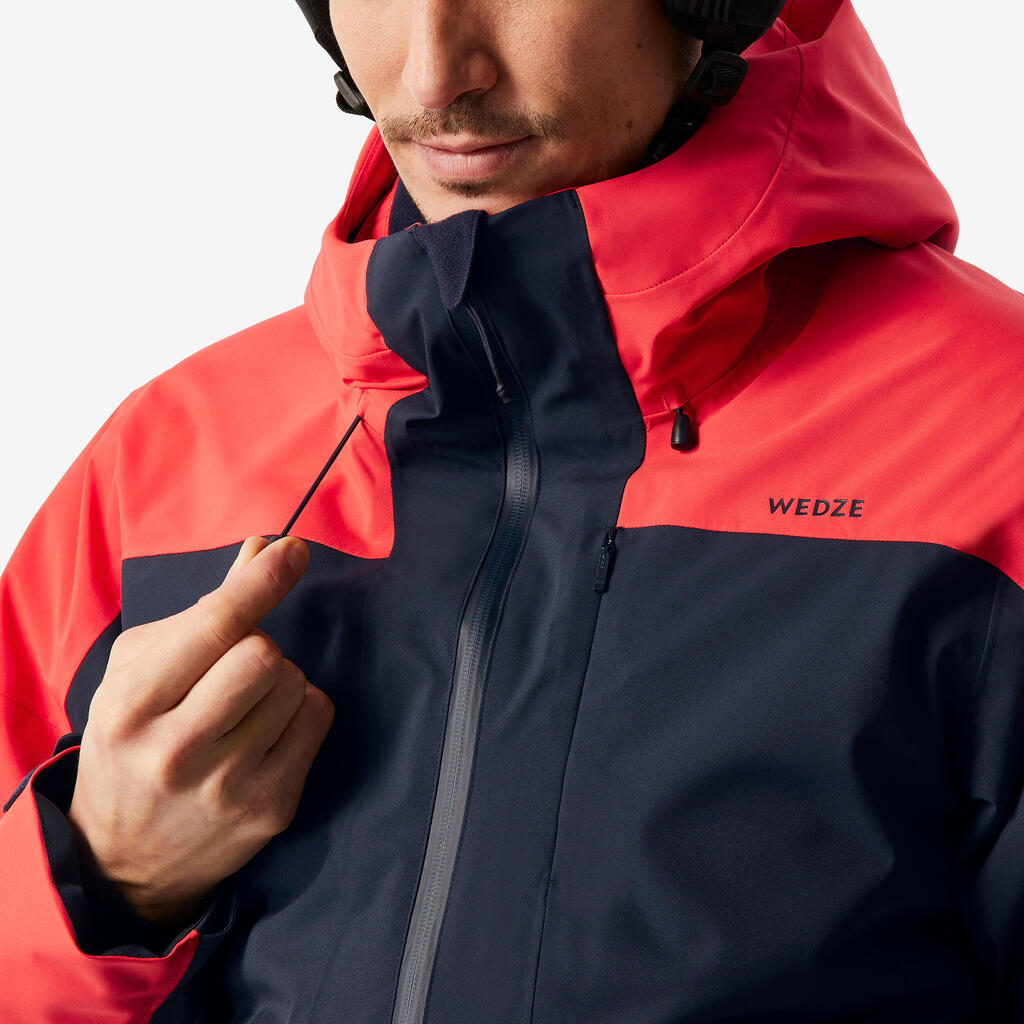 Men's warm and waterproof ski and snowboard jacket, JKT 500 blue
