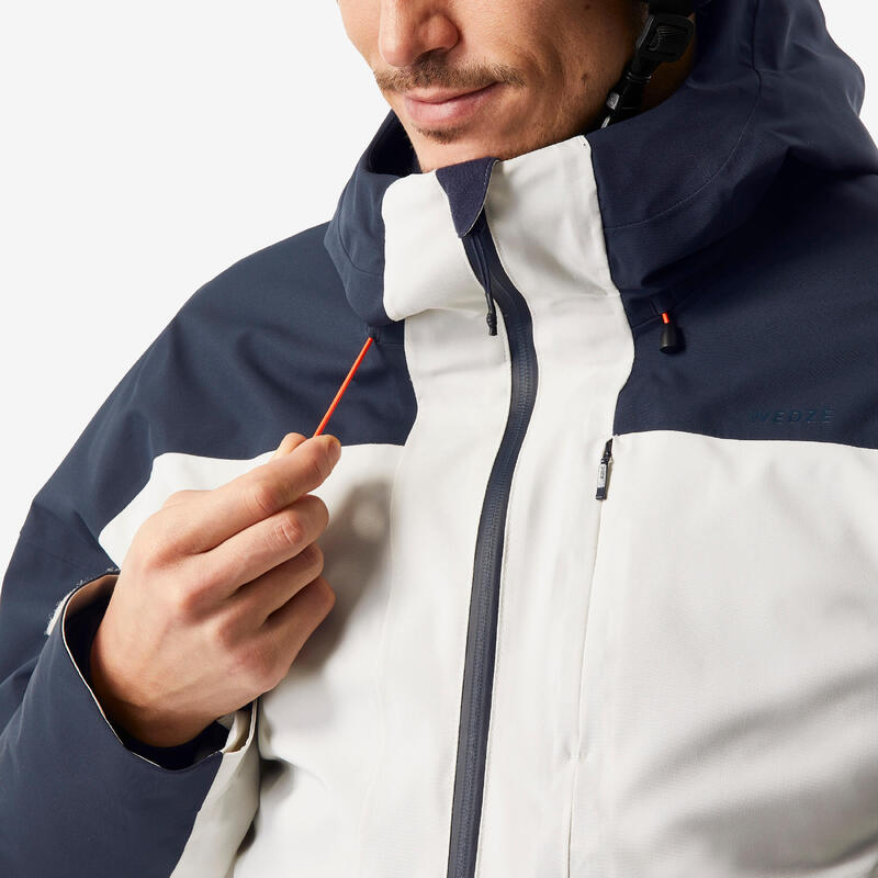 Veste de ski chaude et imperméable homme, 500 gris et bleu marine