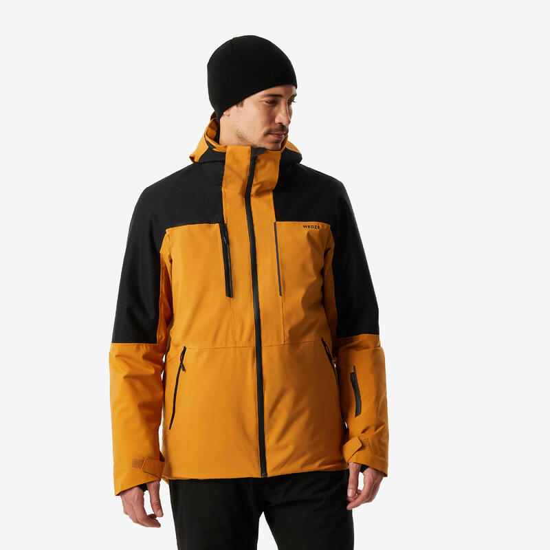 Veste de ski imperméable et résistante homme, 500 SPORT camel et noir