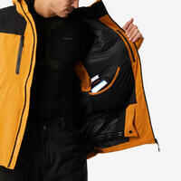 Men's Waterproof and Durable Ski Jacket 500 SPORT-Camel and Black