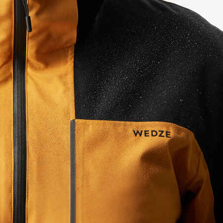 Men's Waterproof and Durable Ski Jacket 500 SPORT-Camel and Black