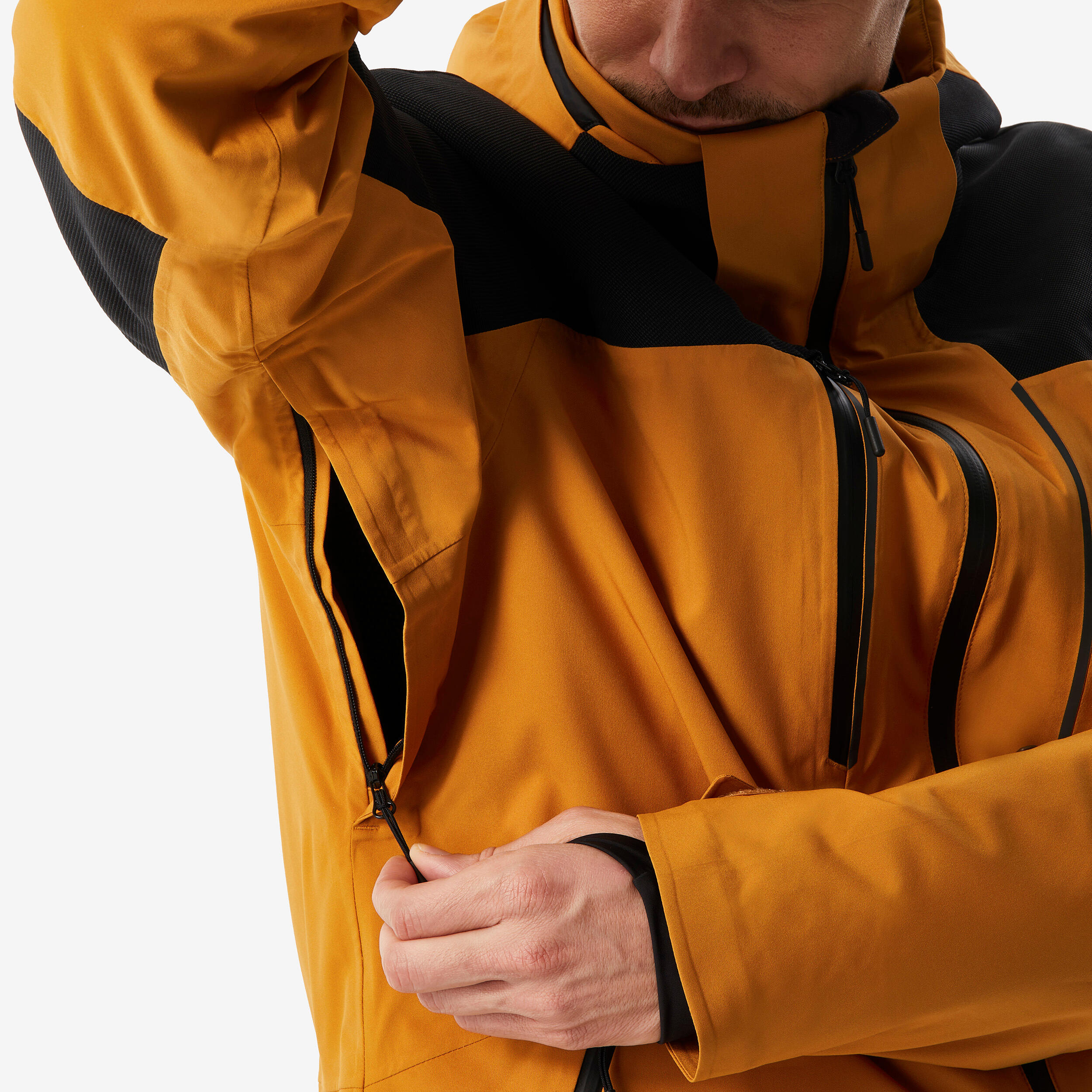 Veste de ski imperméable et résistante homme, 500 SPORT camel et noir 4/13