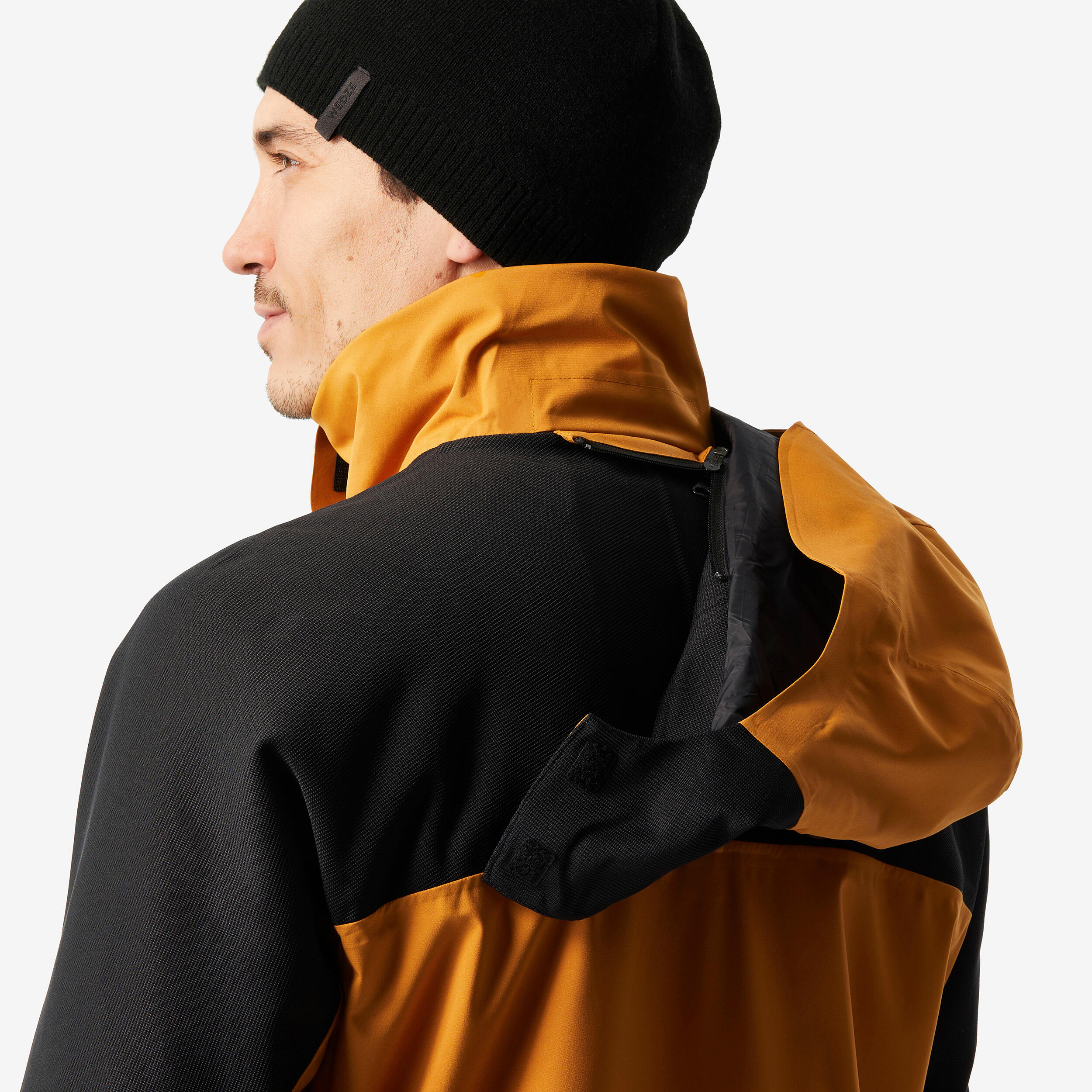Veste de ski imperméable et résistante homme, 500 SPORT camel et noir 6/13