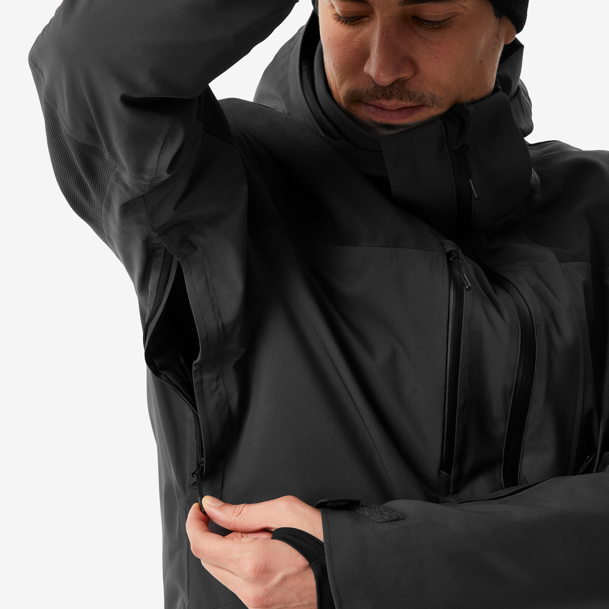 Chaqueta de esquí impermeable y resistente hombre, 500 SPORT negro  4/12