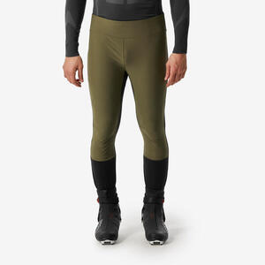 Mallas largas esquí de fondo cortaviento hombre, 500 negro caqui