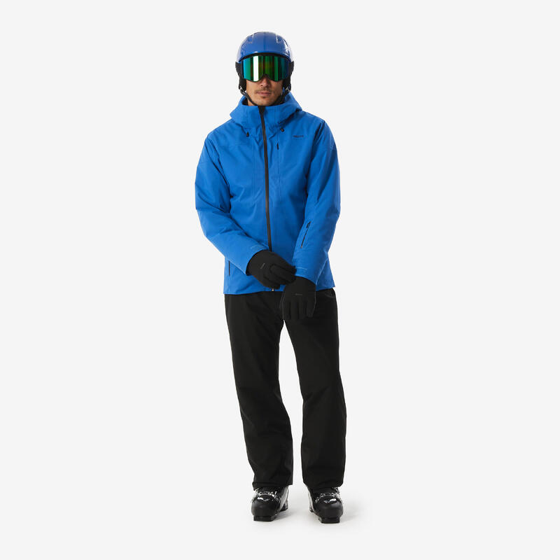 Chaqueta de esquí cálida e impermeable hombre, 500 azul 