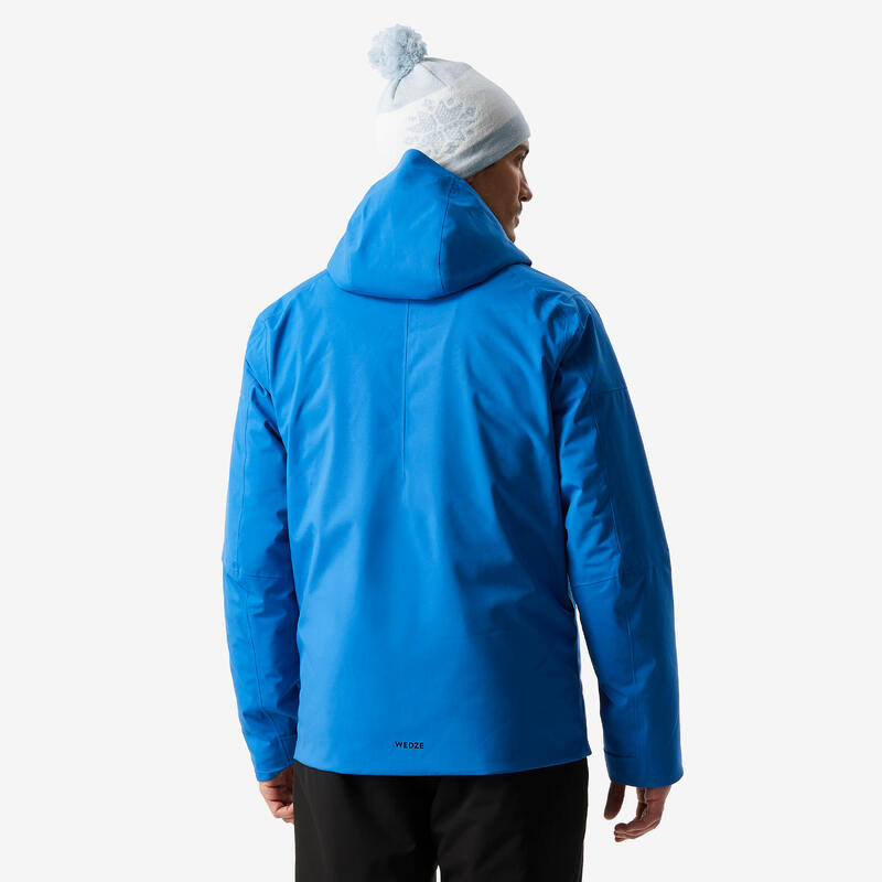 Chaqueta de esquí cálida e impermeable hombre, 500 azul 