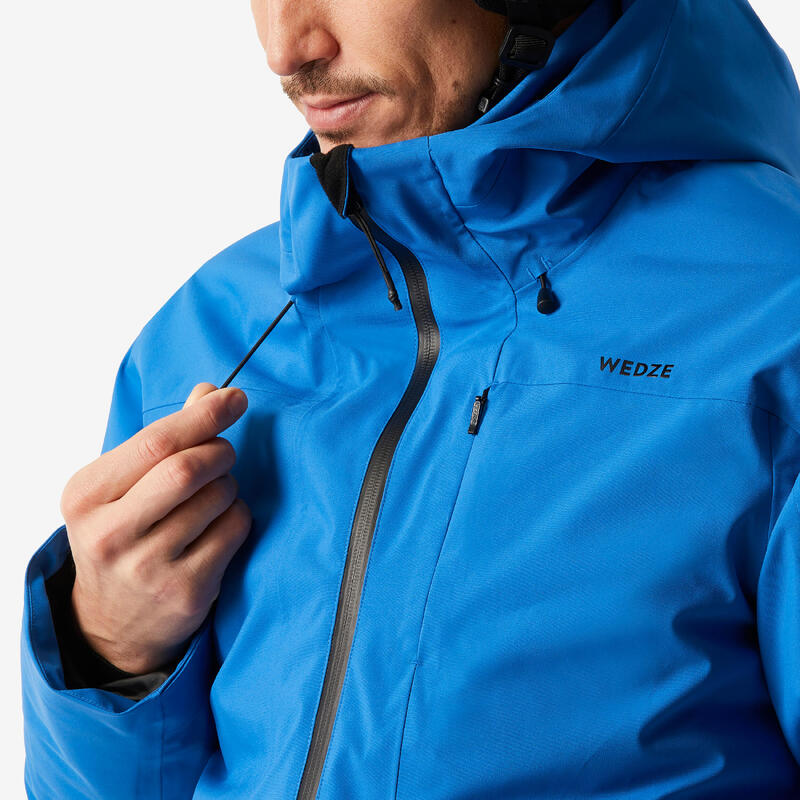 Chaqueta de esquí cálida e impermeable hombre, 500 azul 