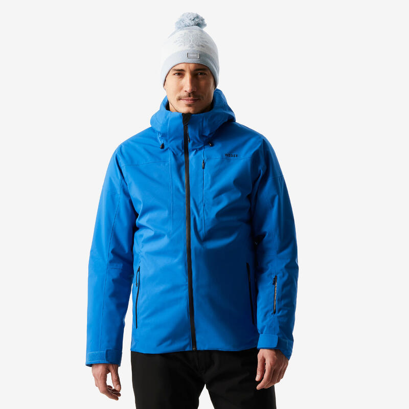 Chaqueta de esquí cálida e impermeable hombre, 500 azul 