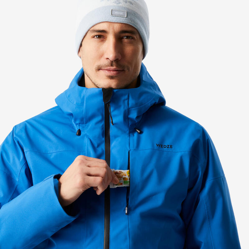 Chaqueta de esquí cálida e impermeable hombre, 500 azul 