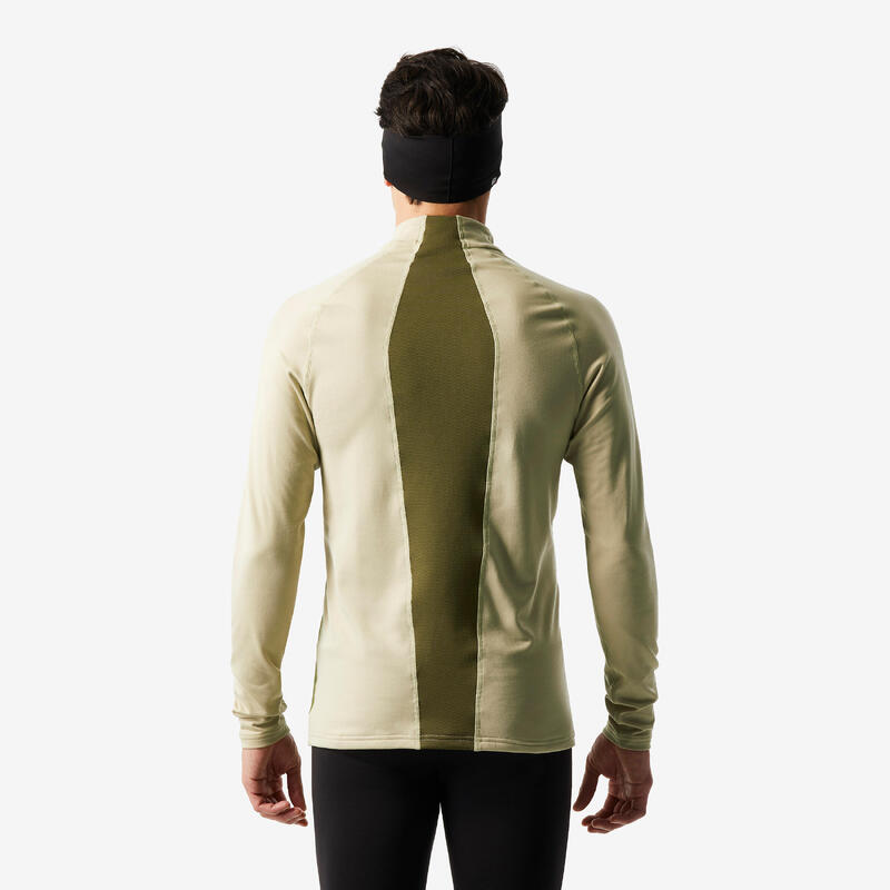 Camiseta térmica esquí media cremallera hombre, BL 500 beige