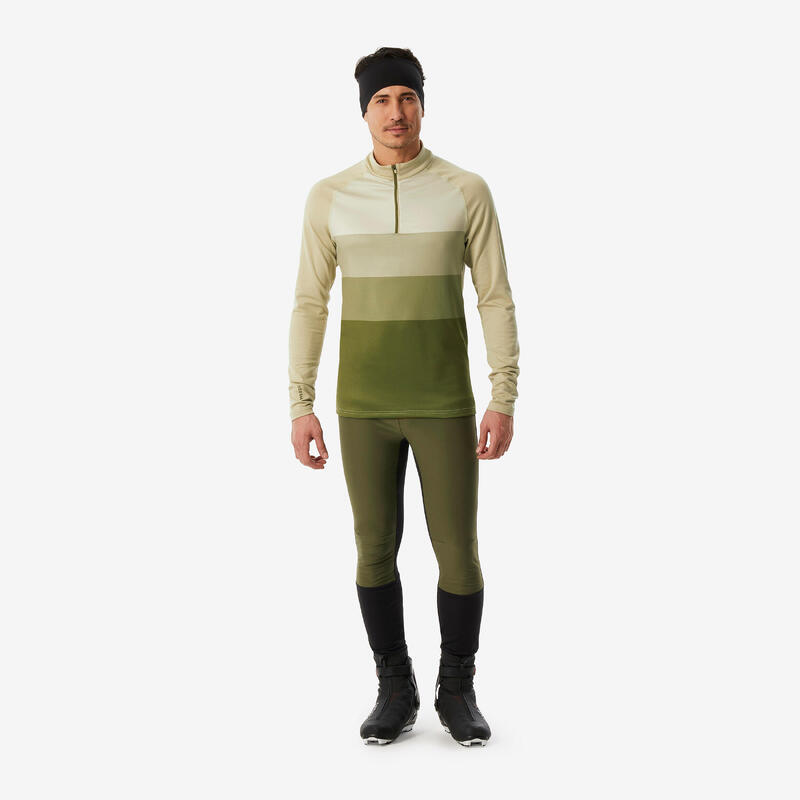 Thermoshirt voor skiën heren BL 500 halve rits beige