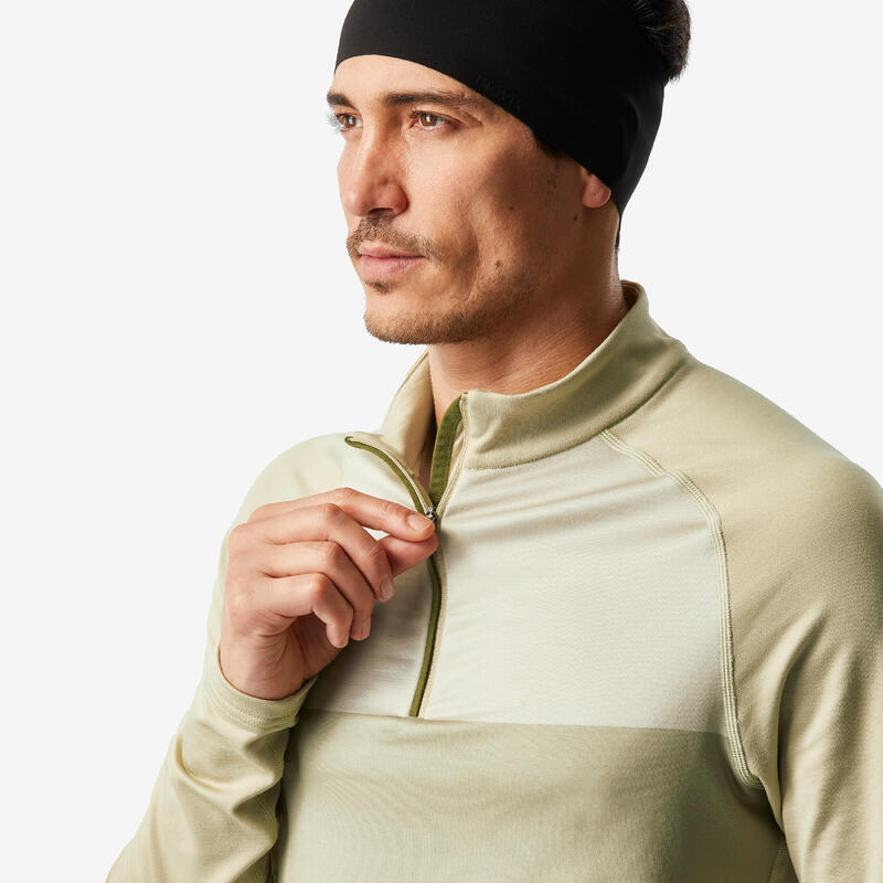 Sous-vêtement thermique de ski 1/2 zip homme, BL 500 haut beige