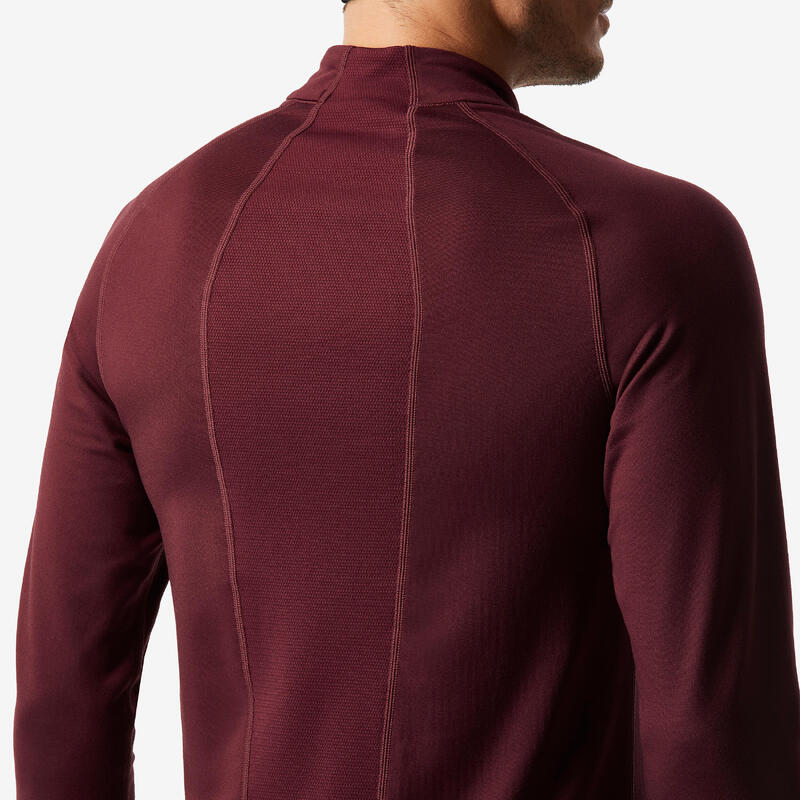 Maglia termica sci uomo 500 1/2 ZIP bordeaux