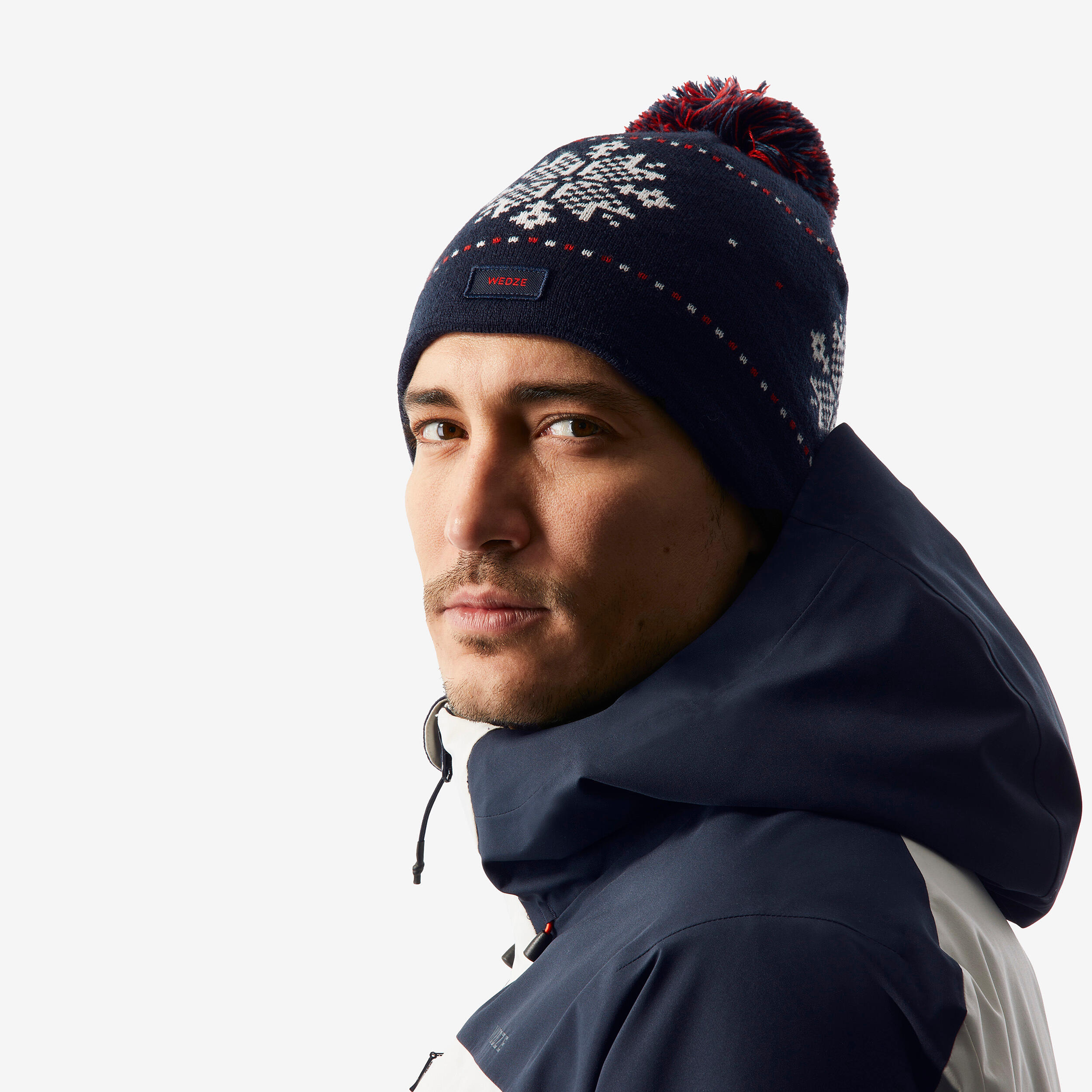 Bonnet de ski adulte, Jacquard REC bleu 7/7