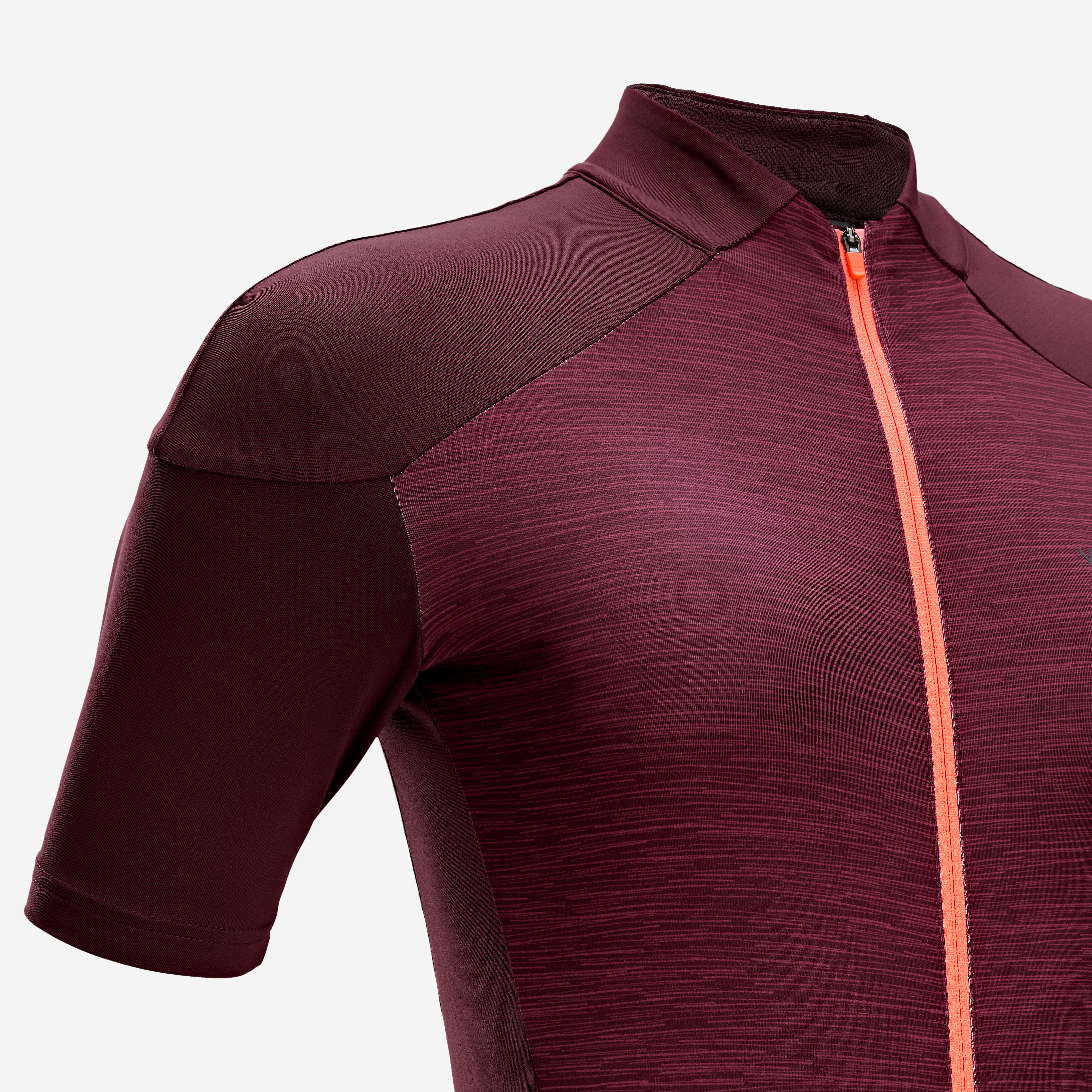 WOMEN'S 500 BURGUNDY SHORT-SLEEVE ROAD JERSEY