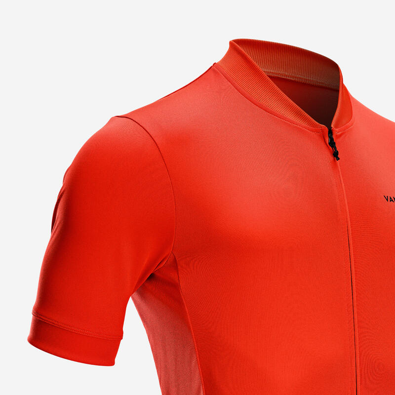 Pánský letní dres na silniční cyklistiku s krátkým rukávem RC100 červený