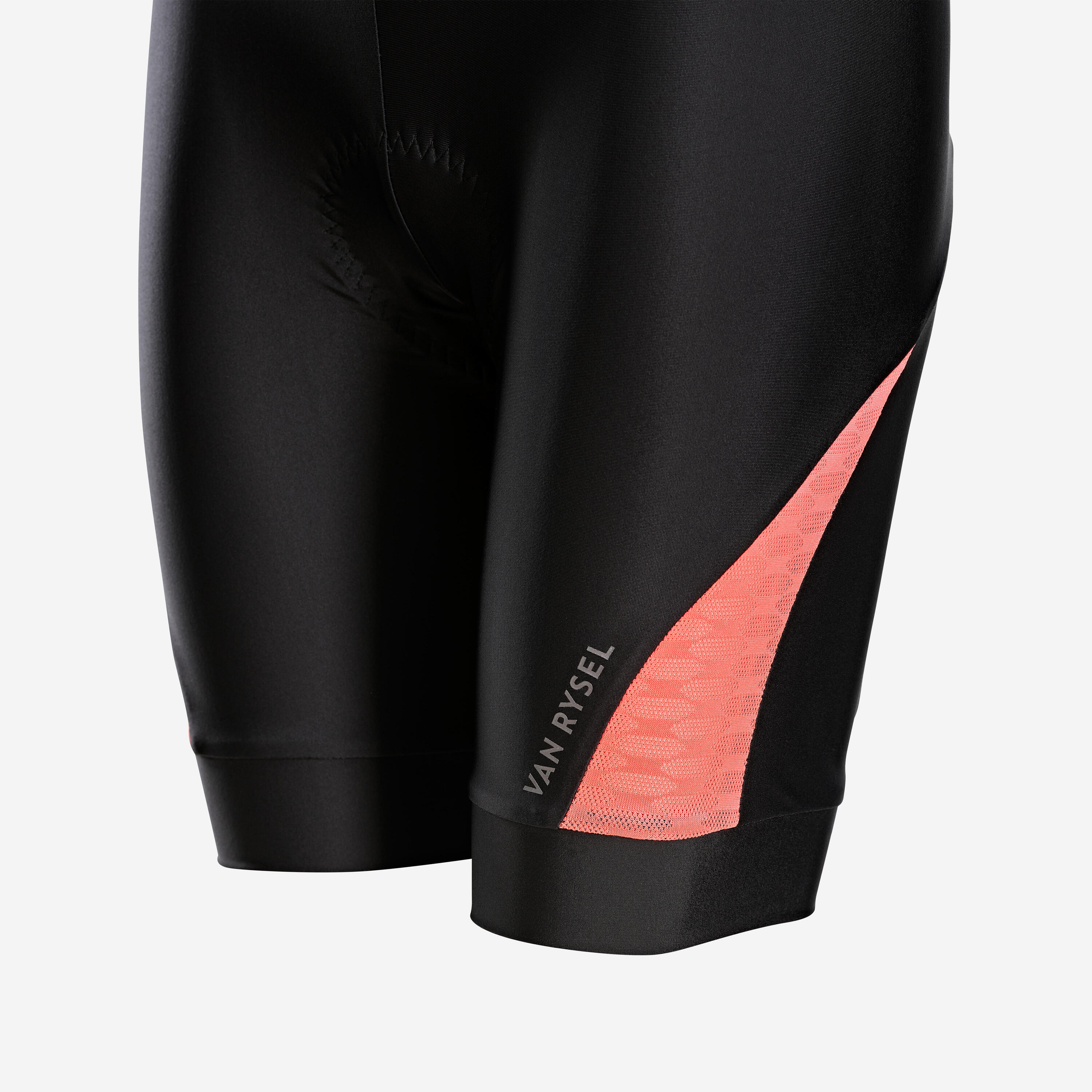 Damesfietsbroek voor racefietsen Discover zonder bretels zwart/koraalrood 4/4