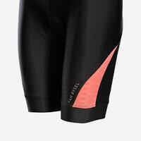 Women's Strapless Summer Road Cycle Shorts Discover - Black/Coral