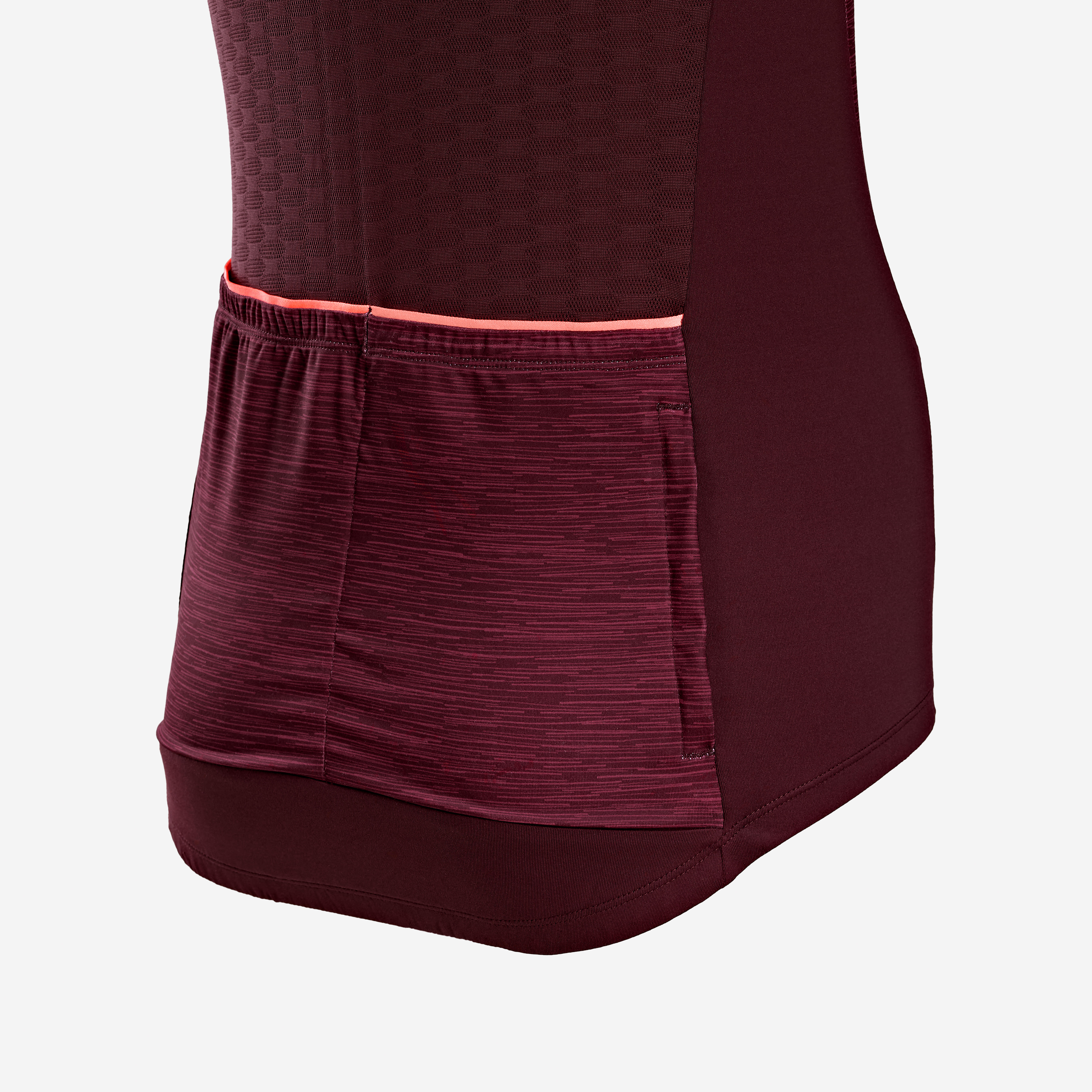 WOMEN'S 500 BURGUNDY SHORT-SLEEVE ROAD JERSEY