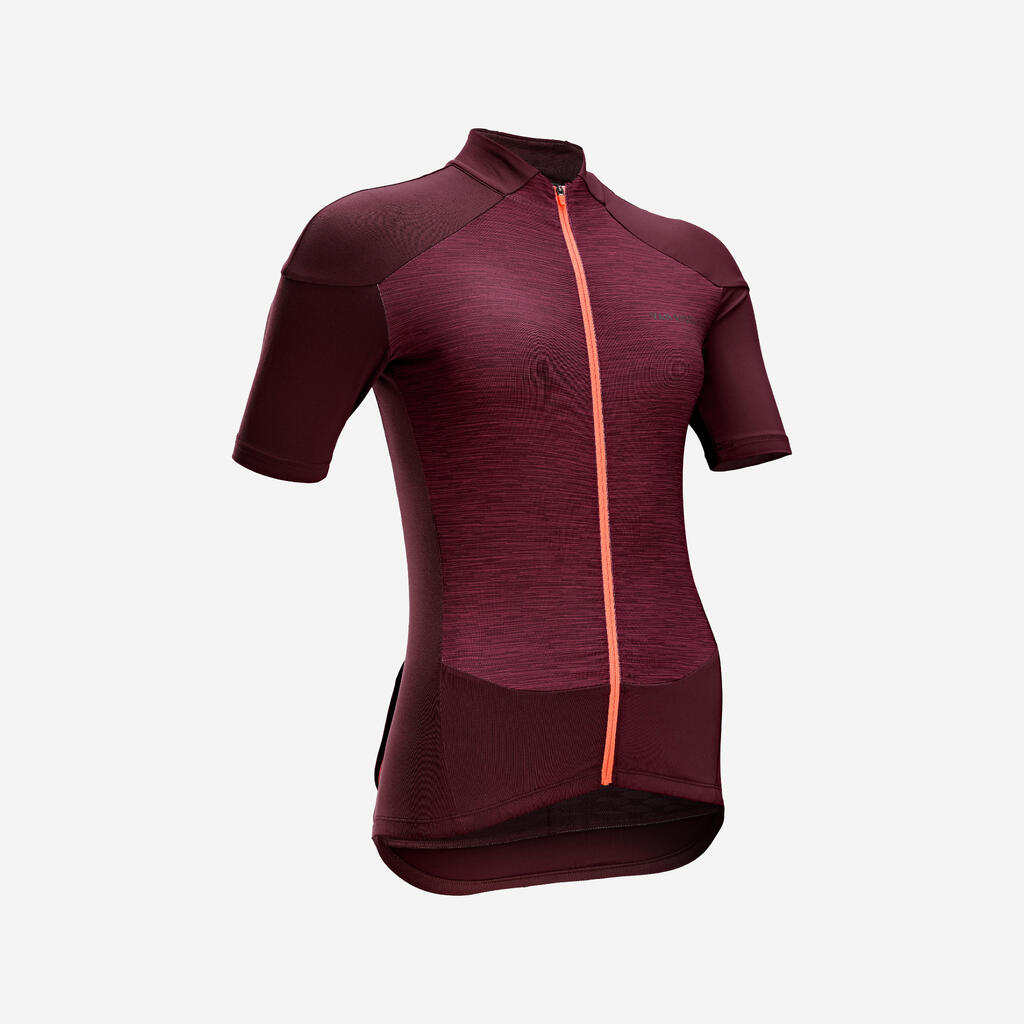 Damen kurzarm Rennrad Radtrikot - RC500 lila grau 