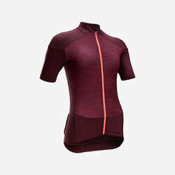 Women's Short-Sleeved Road Cycling Jersey 500 - Burgundy