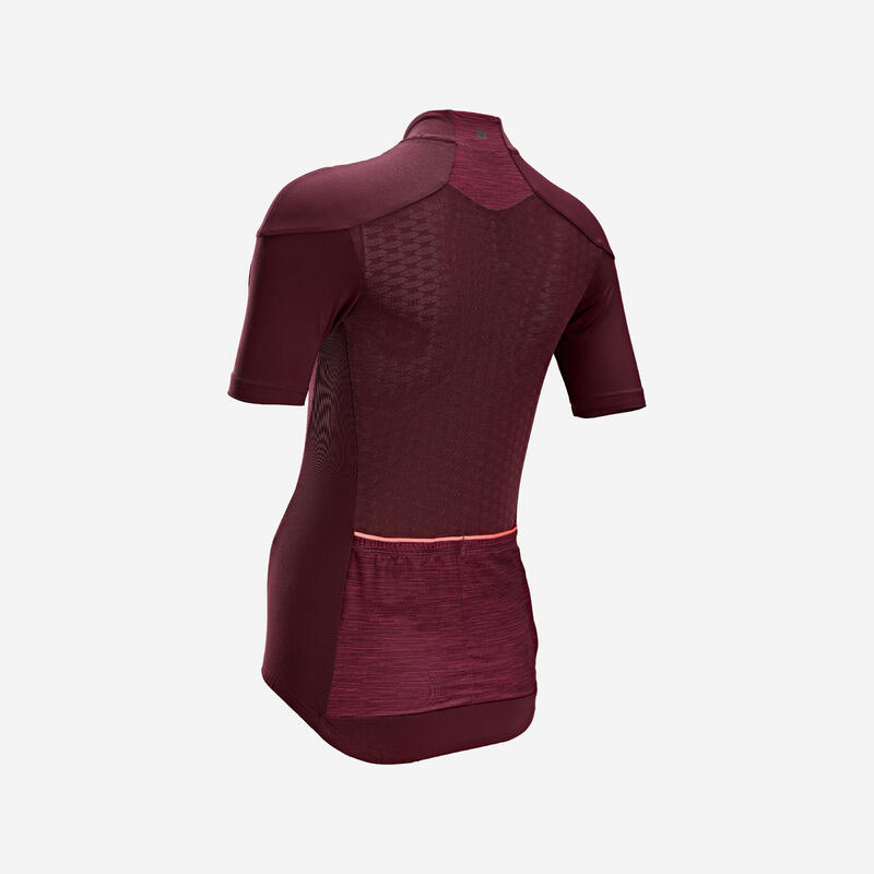 Tricou ciclism pe șosea RC 500 Bordo Damă