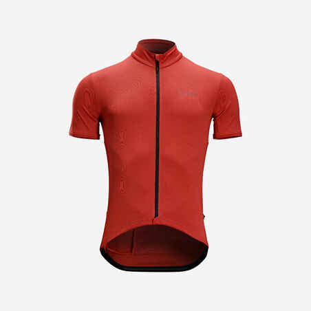 Rdeča moška majica za cestno kolesarjenje s kratkimi rokavi 