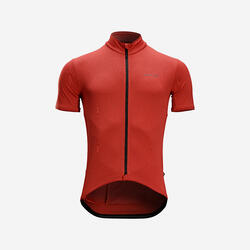 MAILLOT VELO ROUTE MANCHES COURTES ETE HOMME - ENDURANCE ROUGE BRIQUE