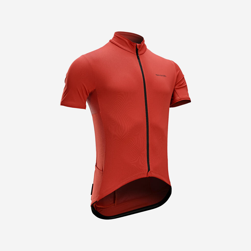 TRICOTA CICLISMO CARRETERA ENDURANCE HOMBRE ROJO TEJA MANGA CORTA VERANO