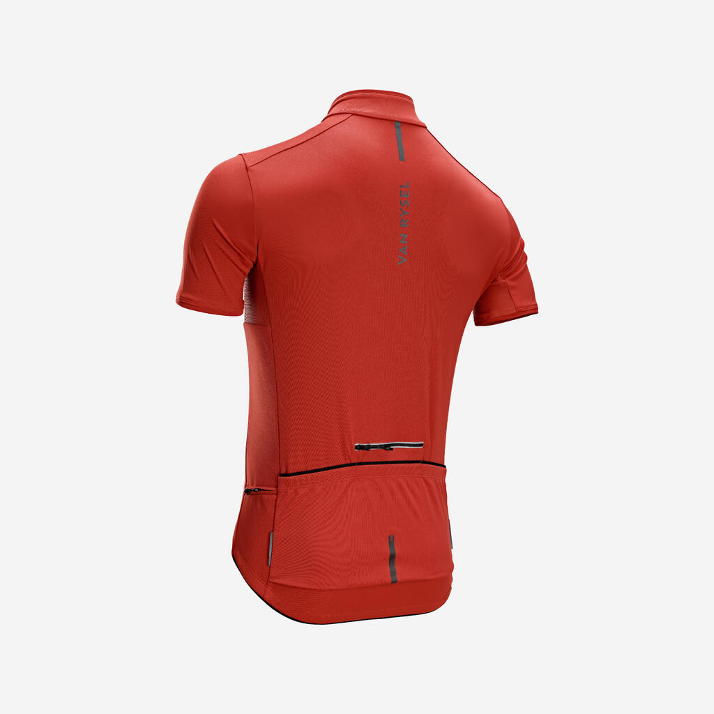 TRICOTA CICLISMO CARRETERA ENDURANCE HOMBRE ROJO TEJA MANGA CORTA VERANO