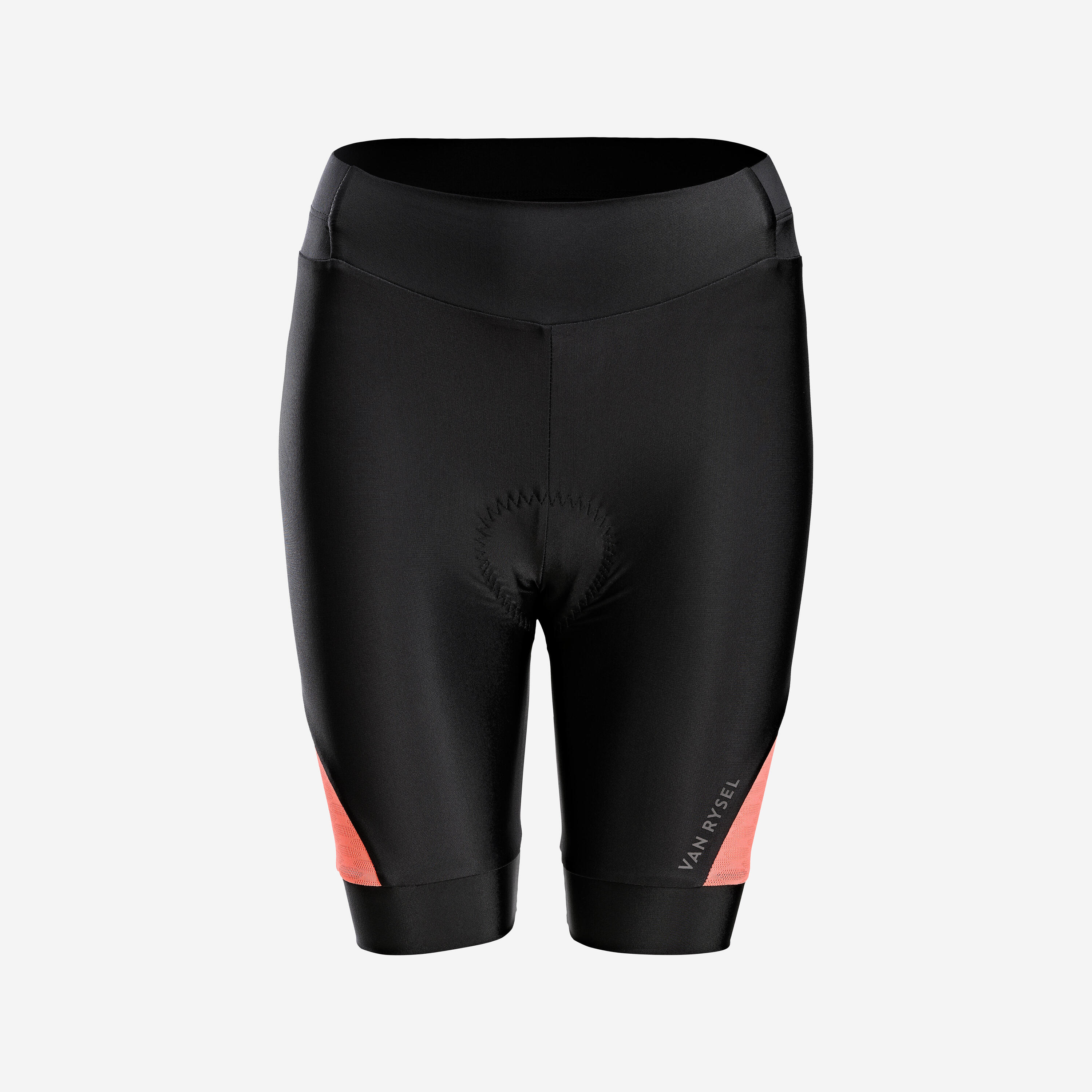 Women's Strapless Summer Road Cycle Shorts Discover - Black/Coral 1/7